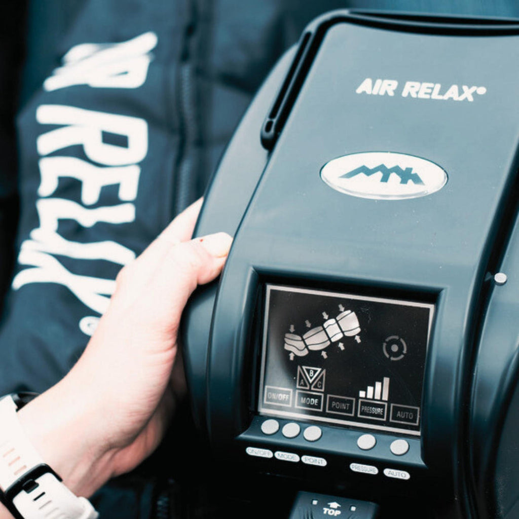 Air Relax AR-2.0 leg recovery system in use