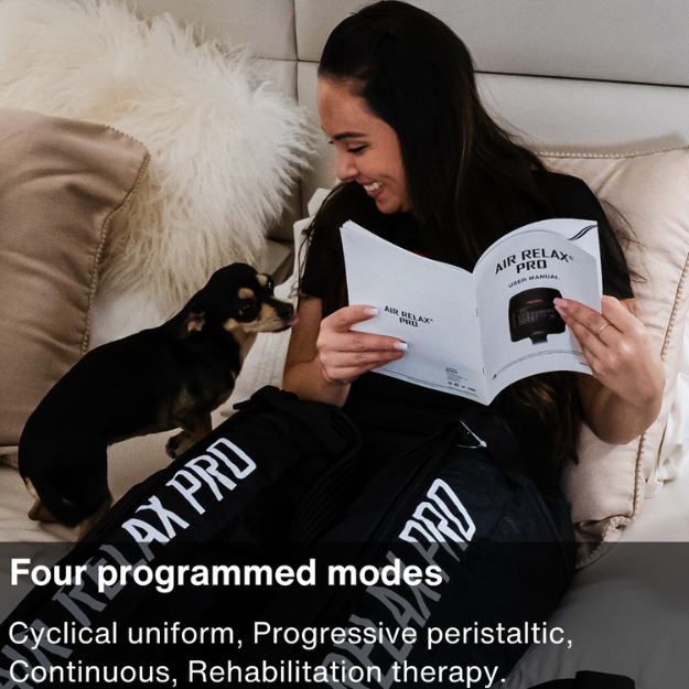 Air Relax Pro AR-4.0 compression boots for athletes in use at home